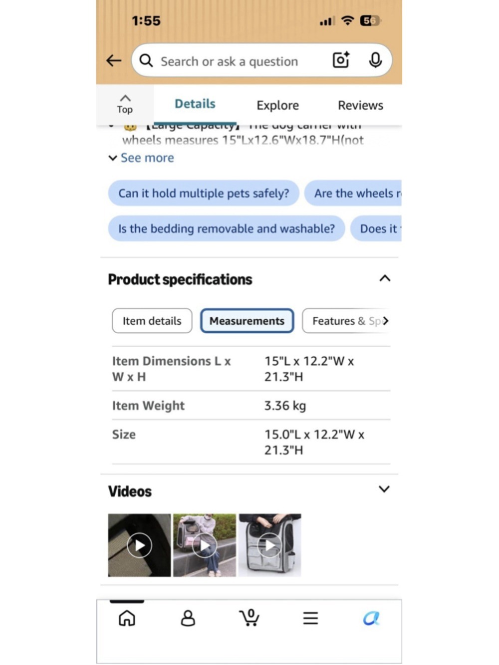 Rolling Pet Carrier Backpack With Wheels Foldable Dog Cat Travel Bag Gray Large - Picture 11 of 11